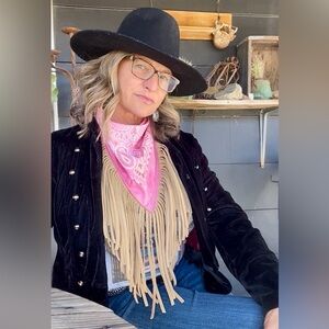 Desert Dusted Bandana Leather Fringe Collar Wild Rag by Dirty Mojave Leather